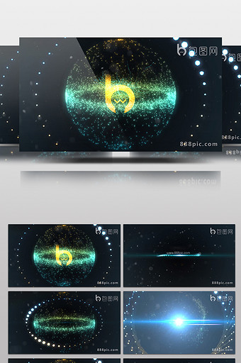 炫美耀眼的粒子群光球标志演绎特效AE模板图片
