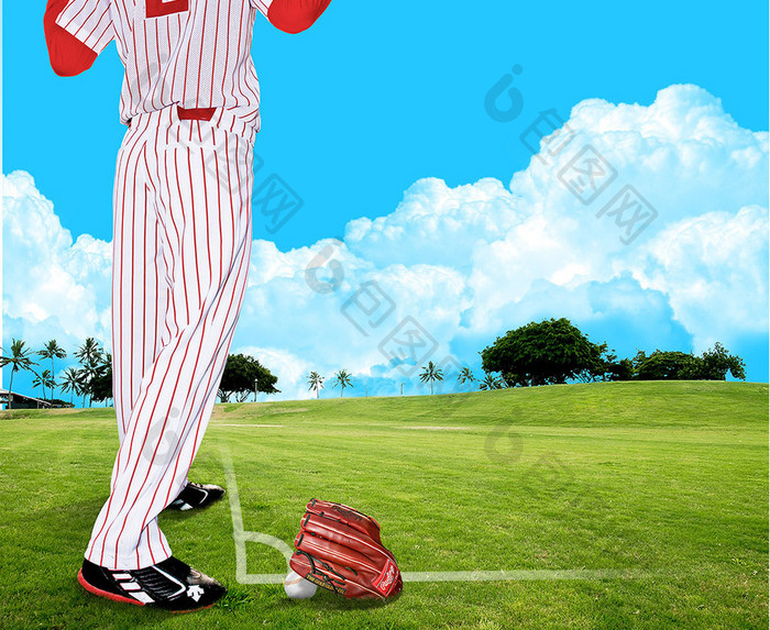 棒球运动小清新创意海报设计