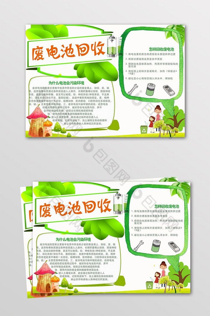 废电池回收电子小报图片