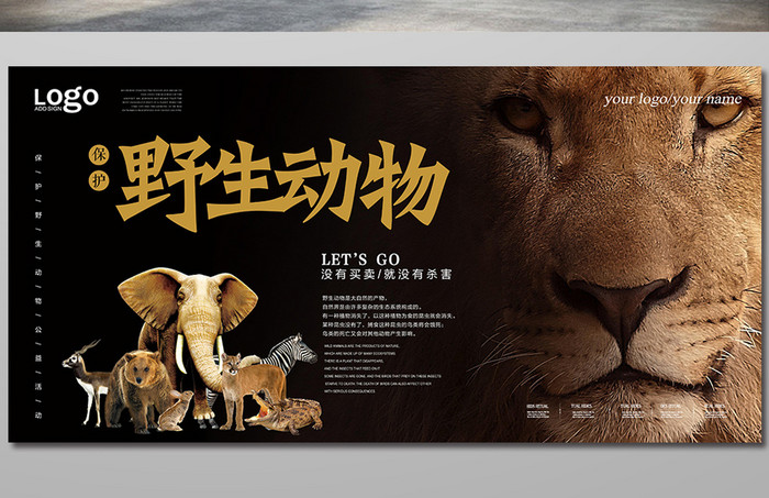 高端保护野生动物海报