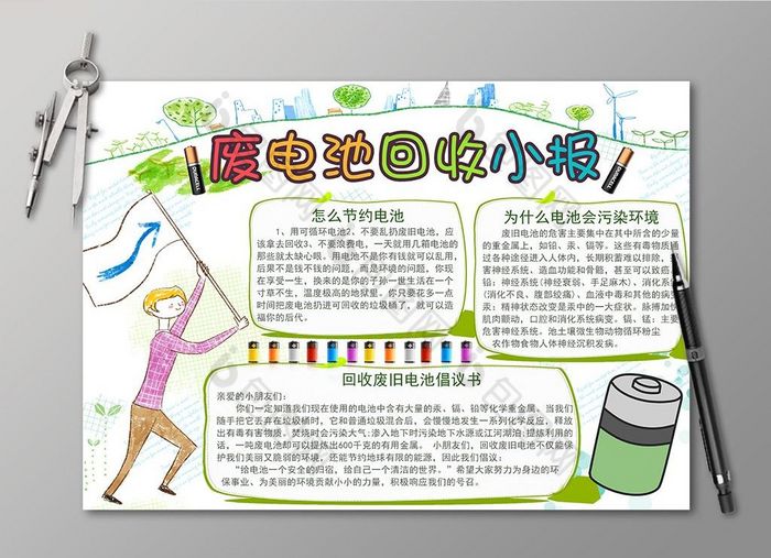 废电池电子小报图片