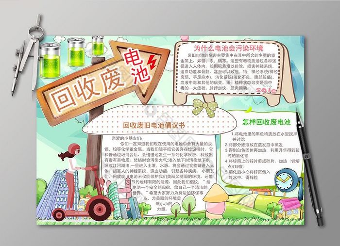 回收废电池电子小报图片