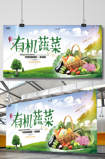 有机蔬菜宣传展板设计图片