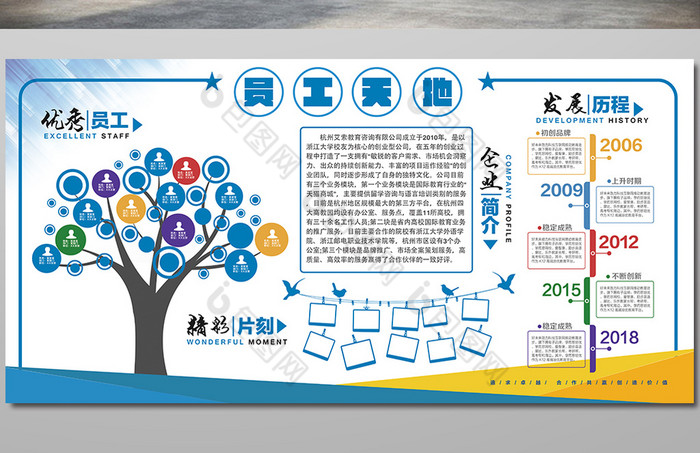 优秀员工天地企业文化展板图片模板-包图网