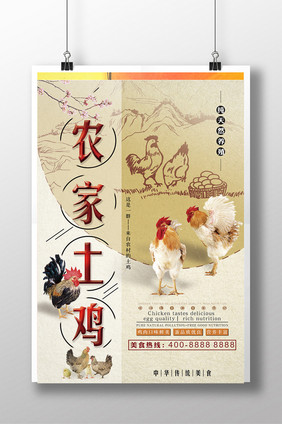 中国风农家土鸡海报