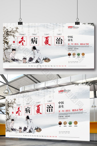 冬病夏治中国风医疗文化展板图片