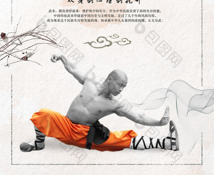 体育运动中国风武术培训海报