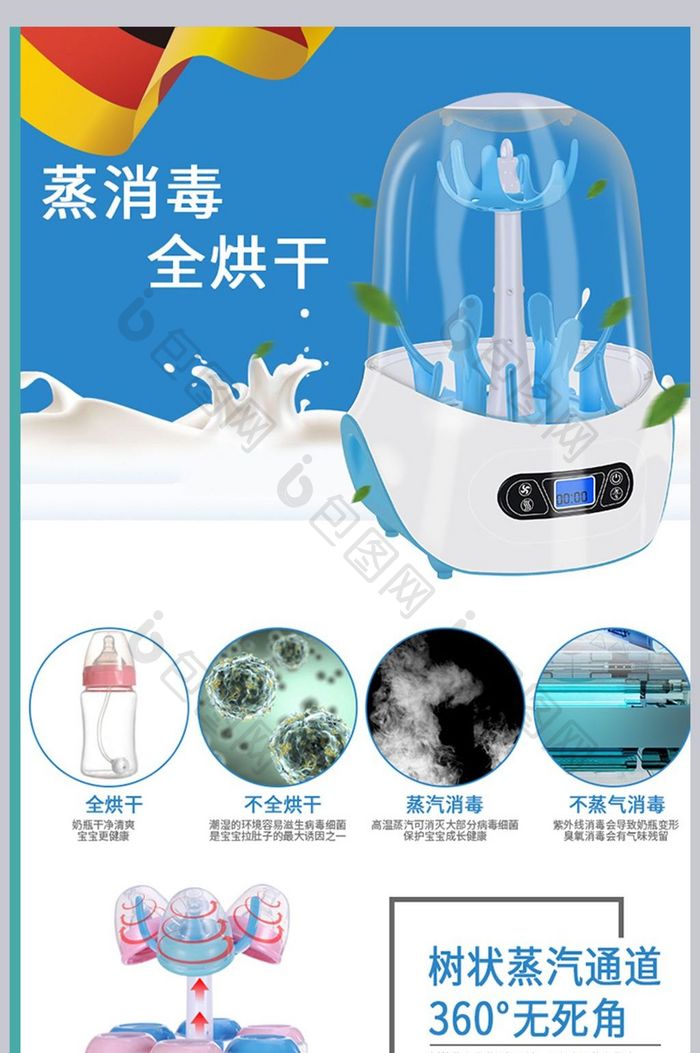 母婴用品电器消毒器详情页