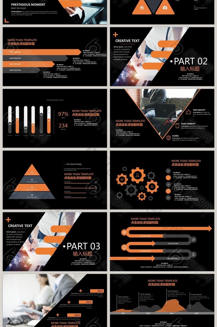 橙黑大气工作汇报PPT模板