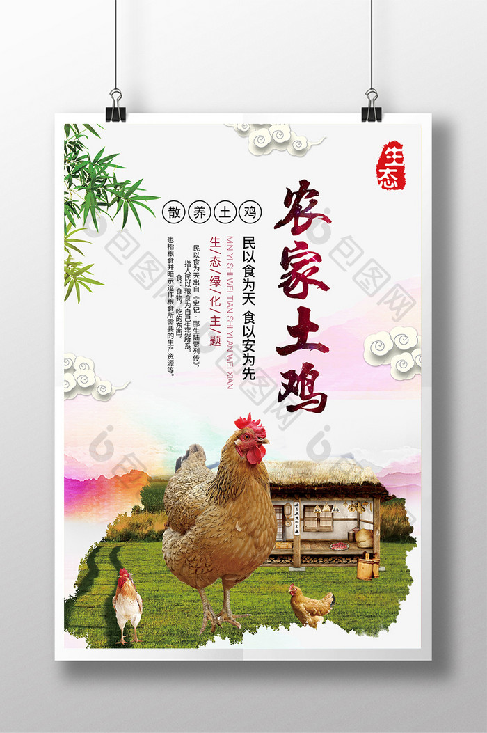 农家土鸡健康绿色食品海报