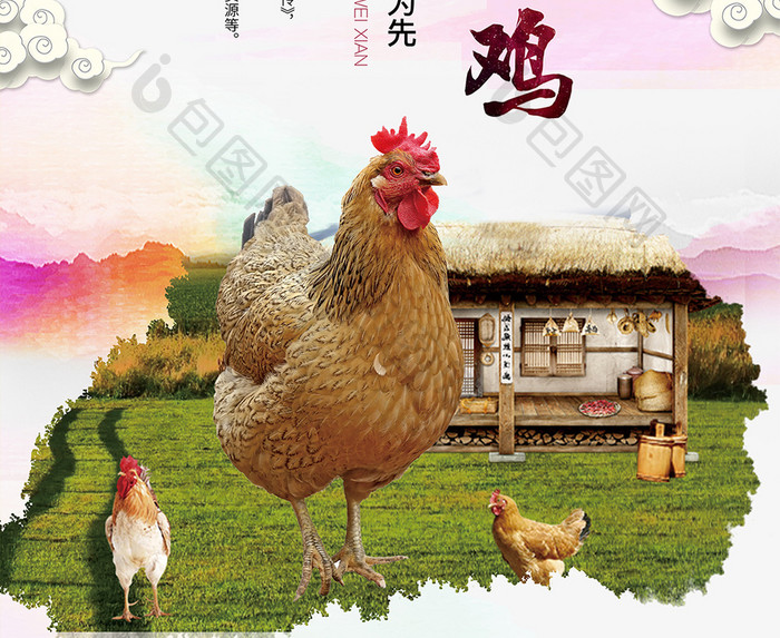 农家土鸡健康绿色食品海报