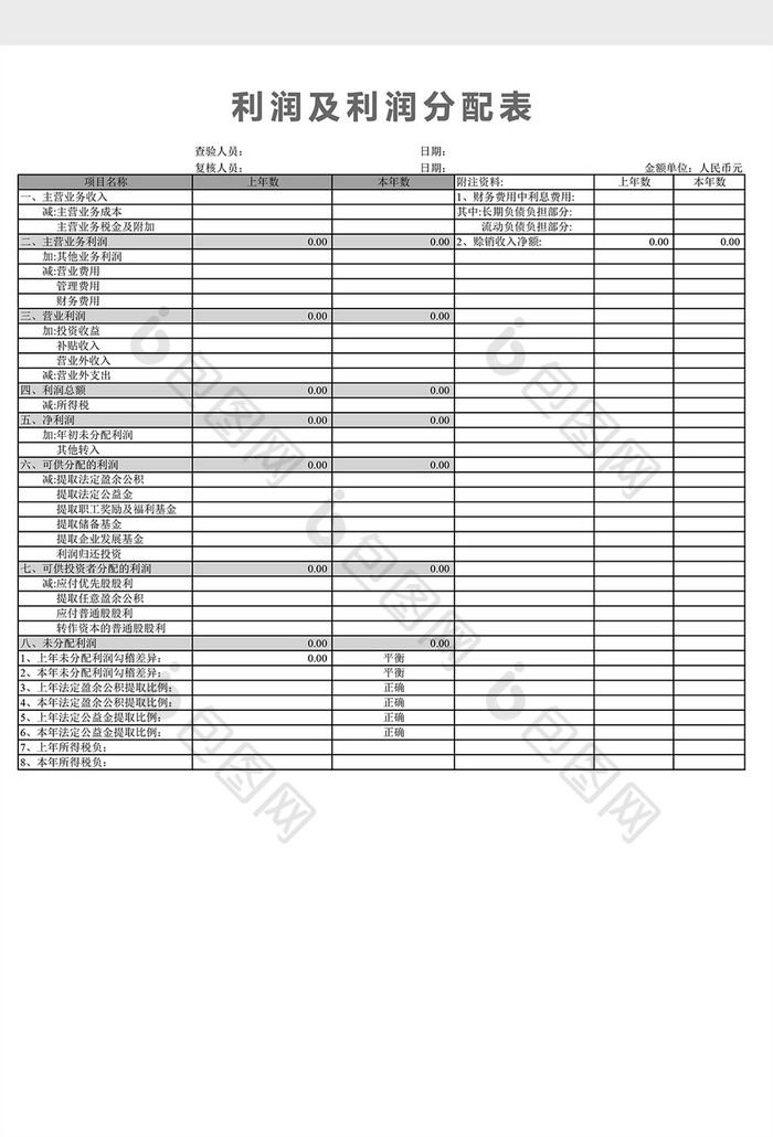 利润及利润分配表excel表格
