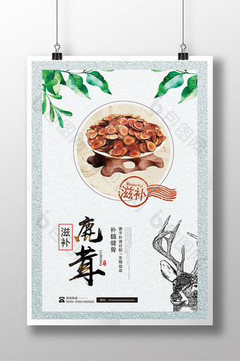 中国风鹿茸中药材海报设计图片