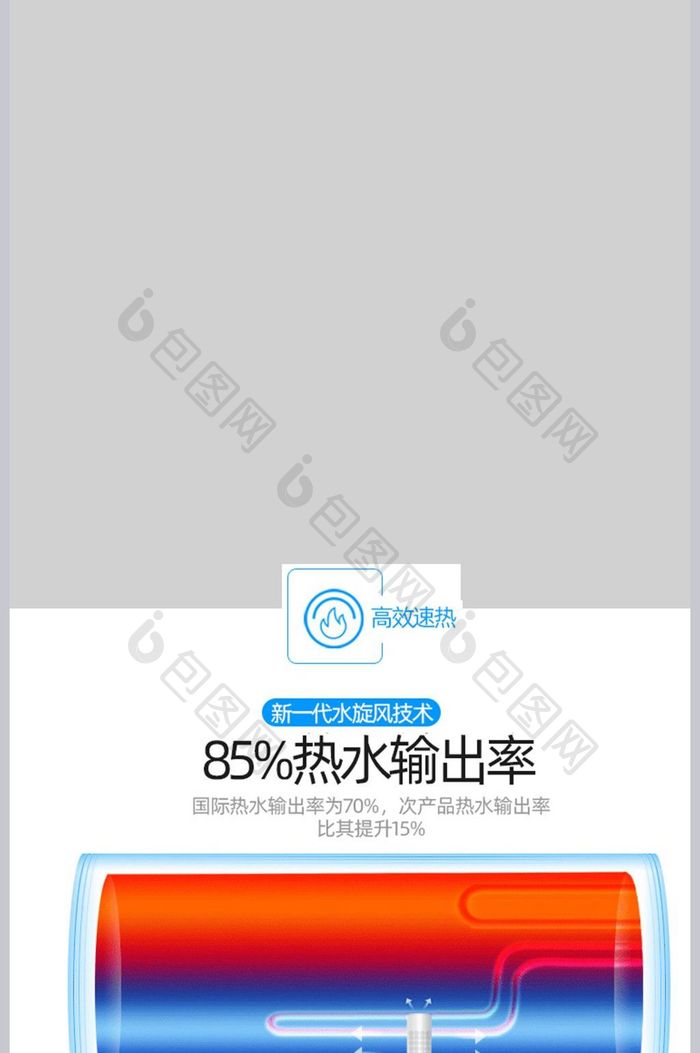 简约蓝色大气电器热水器详情页模板PSD