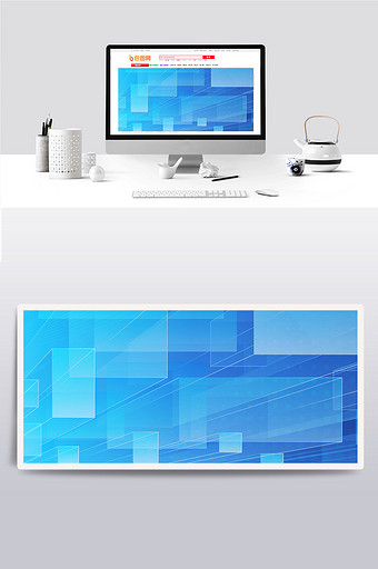 蓝色商务科技几何线条时尚背景图片
