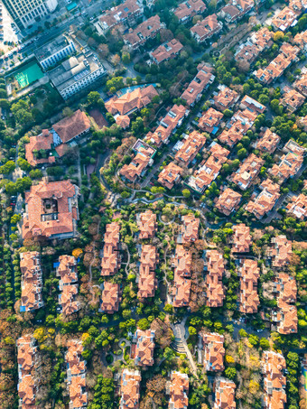 城市小区住宅别墅航拍摄影图