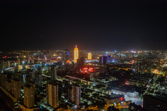 航拍保定大景夜景