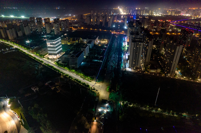 河北衡水城市夜景灯光航拍摄影图