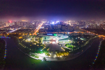 河北衡水城市夜景灯光航拍摄影图