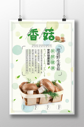 绿色香菇绿色食品香菇创意海报设计