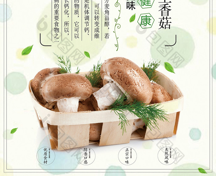 绿色香菇绿色食品香菇创意海报设计