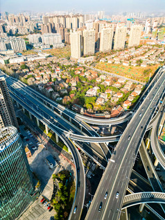 湖南长沙城市高架桥交通航拍摄影图