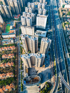 湖南长沙城市高架桥交通航拍摄影图