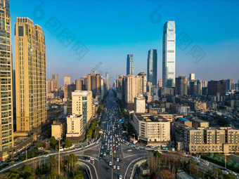湖南长沙城市<strong>建筑高楼</strong>交通航拍摄影图