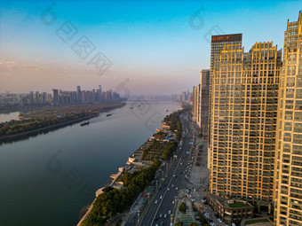 湖南长沙城市<strong>建筑高楼</strong>交通航拍摄影图