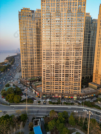 湖南长沙城市建筑<strong>高楼</strong>交通航拍摄影图