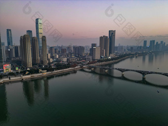 湖南长沙城市建筑高楼交通航拍摄影图