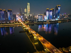 湖南长沙城市建筑高楼交通航拍摄影图