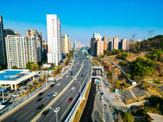 湖南长沙城市交通大道车辆航拍摄影图