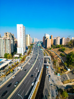 湖南长沙城市交通大道车辆航拍摄影图