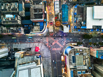 湖南长沙黄兴路步行街<strong>五一</strong>商圈航拍摄影图