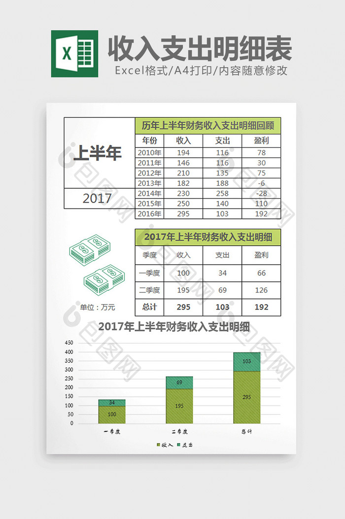 历年上半年财务支出出入明细表excel模