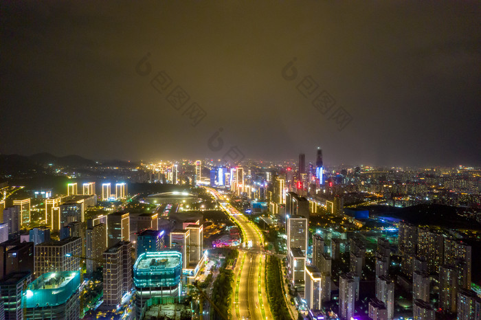 济南夜景交通航拍摄影图