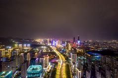 济南夜景交通航拍摄影图