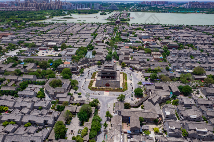 聊城东昌湖古城景区航拍摄图-包图企业站