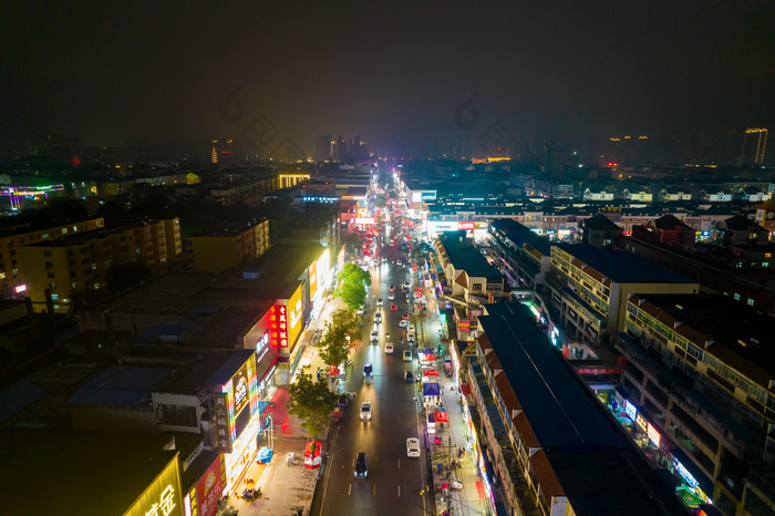 山东菏泽城市夜景灯光交通航拍摄影图