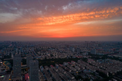 山东济南城市夕阳晚霞航拍摄影图