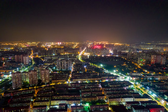 山东济宁城市大景夜景灯光航拍<strong>摄影图</strong>