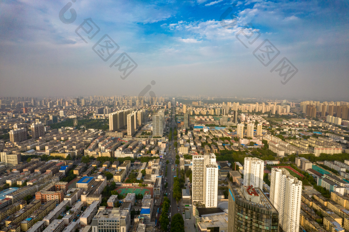 山东济宁城市建设天际线航拍摄影图-包图企业站