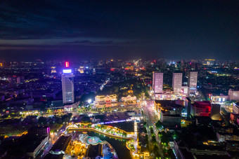 山东济宁<strong>城市夜景</strong>灯光航拍摄影图