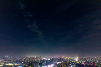 山东聊城城市夜景灯光航拍摄影图