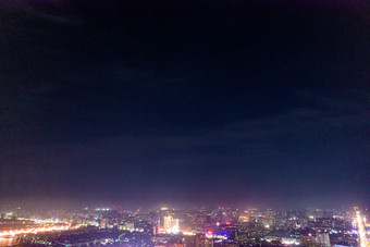 山东聊城<strong>城市夜景</strong>灯光航拍摄影图