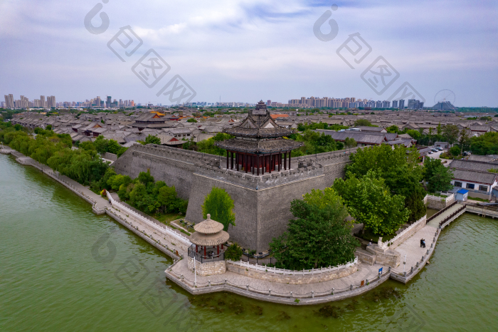 山东聊城东昌湖中华水上古城航拍图-包图企业站