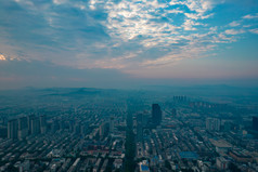 山东淄博城市清晨航拍摄影图