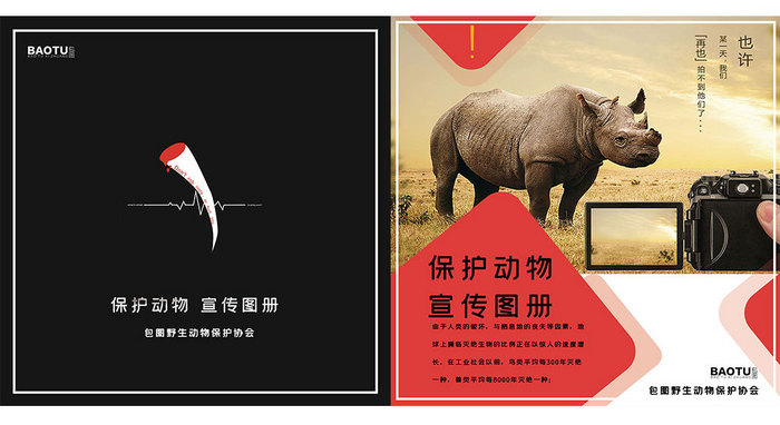 红色保护野生动物宣传封面设计