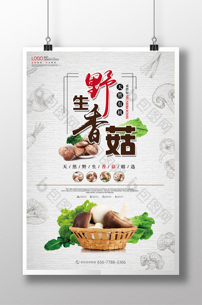 野生香菇营养美味海报设计